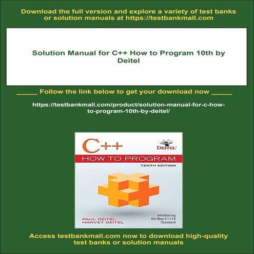 Solution Manual for C++ How to Program 10th by Deitel