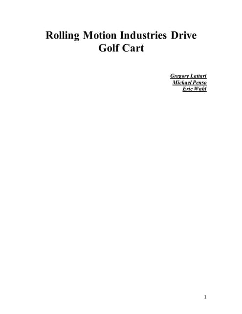 RMI Golf Cart Report
