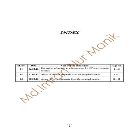 Pharmaceutical analysis II (Practical) MANIK up