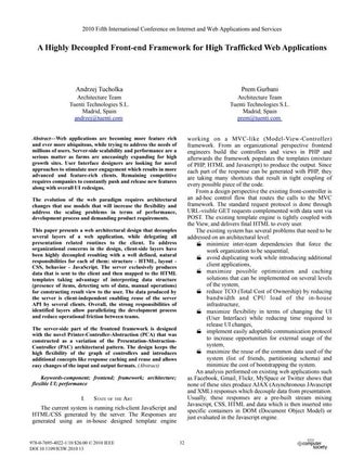 "A Highly Decoupled Front-end Framework for High Trafficked Web Applications"...