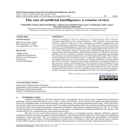 The rise of artificial intelligence: a concise review