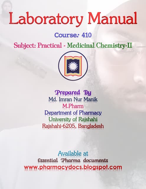 B. Pharm. (Honours) Part-III Practical, Medicinal Chemistry,Manik