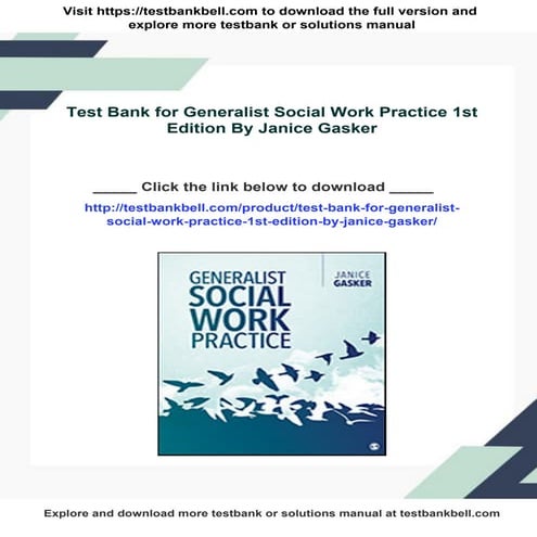 Test Bank for Generalist Social Work Practice 1st Edition By Janice ...