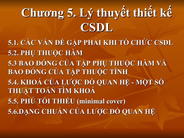 Lý thuyết thiết kế CSDL 