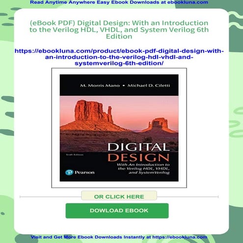 (eBook PDF) Digital Design: With an Introduction to the Verilog HDL ...