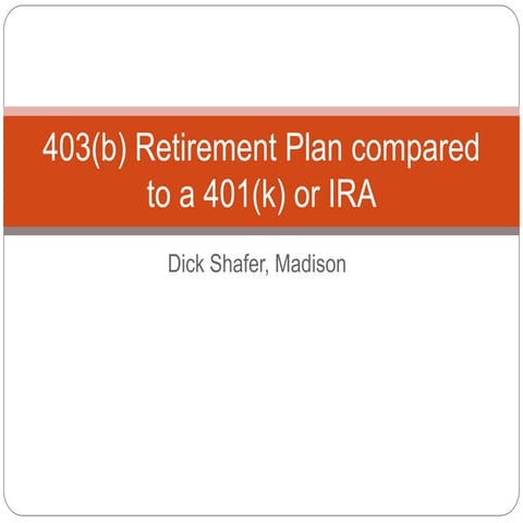 403(b) Retirement Plan compared to a 401(k) or IRA