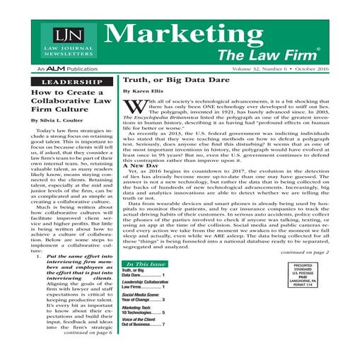 Marketing the Law Firm - October 2016