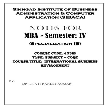403 ib International Business Environment course notes