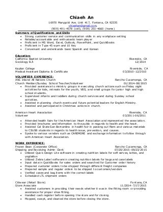 volunteering resumes