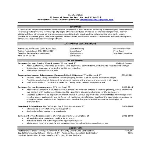 resume Stephen Ulett