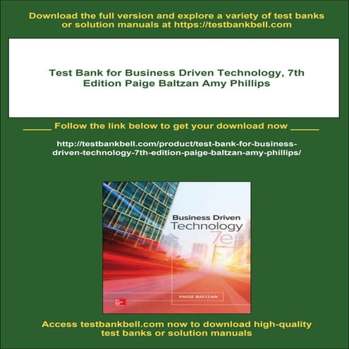 BUSINESS DRIVEN INFORMATION SYSTEMS 7th Edition Paige Baltzan | PDF