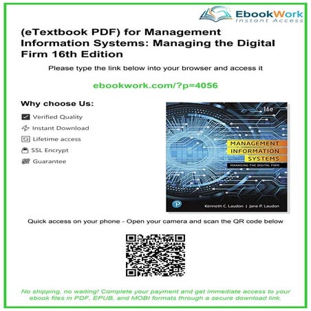 (eTextbook PDF) for Management Information Systems: Managing the ...