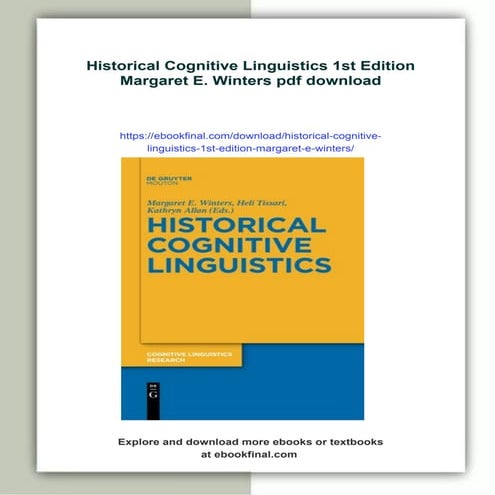 Historical Cognitive Linguistics 1st Edition Margaret E. Winters | PDF
