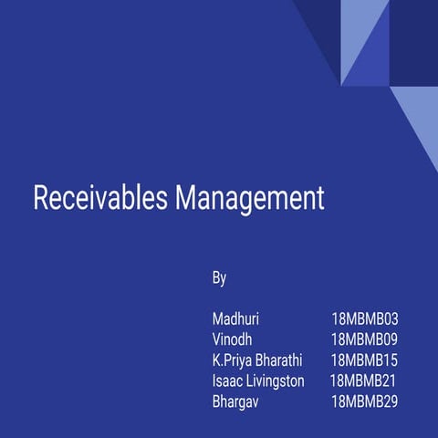 Financial Management : Receivables Management