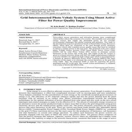 Grid Interconnected Photo Voltaic System Using Shunt Active Filter for Power ...