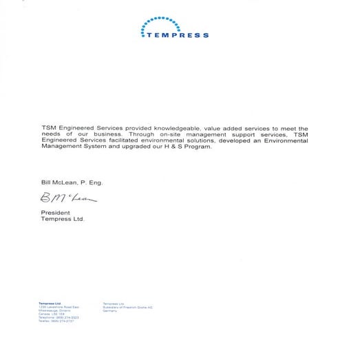 Tempress Ltd.-President