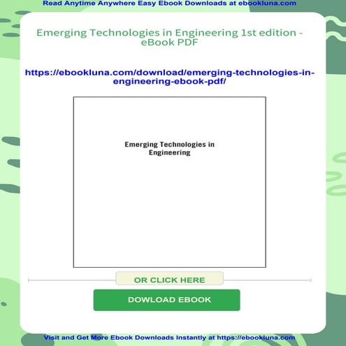 Emerging Technologies in Engineering 1st edition - eBook PDF