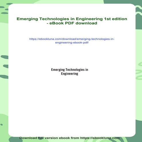 Emerging Technologies in Engineering 1st edition - eBook PDF