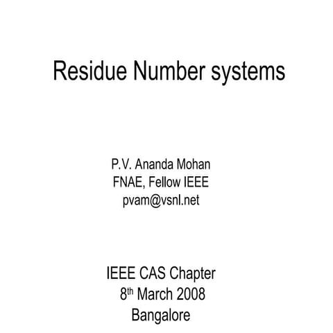 Residue-Number-Systems the organization uses a weak .ppt