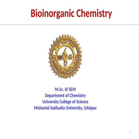 Chemistry:Bioinorganic Chemistry | PPTX