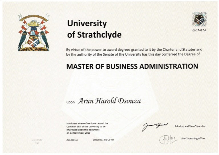 MBA Certificate Arun
