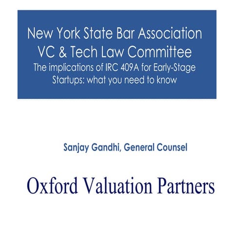 409 a primer for NY state bar oxford valuation partners_Sanjay