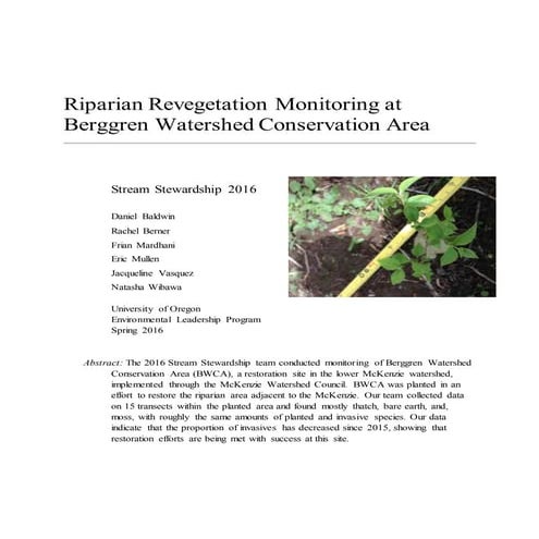 BerggrenWatershedConservationAreaReport