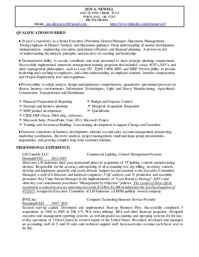 jon newell full resume