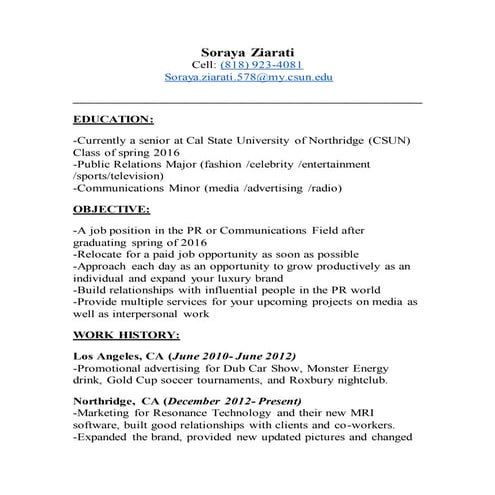 Soraya Ziarati Resume