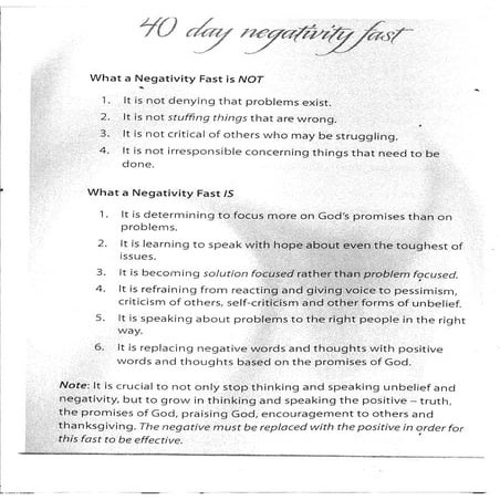 40 Days Negativity Fast