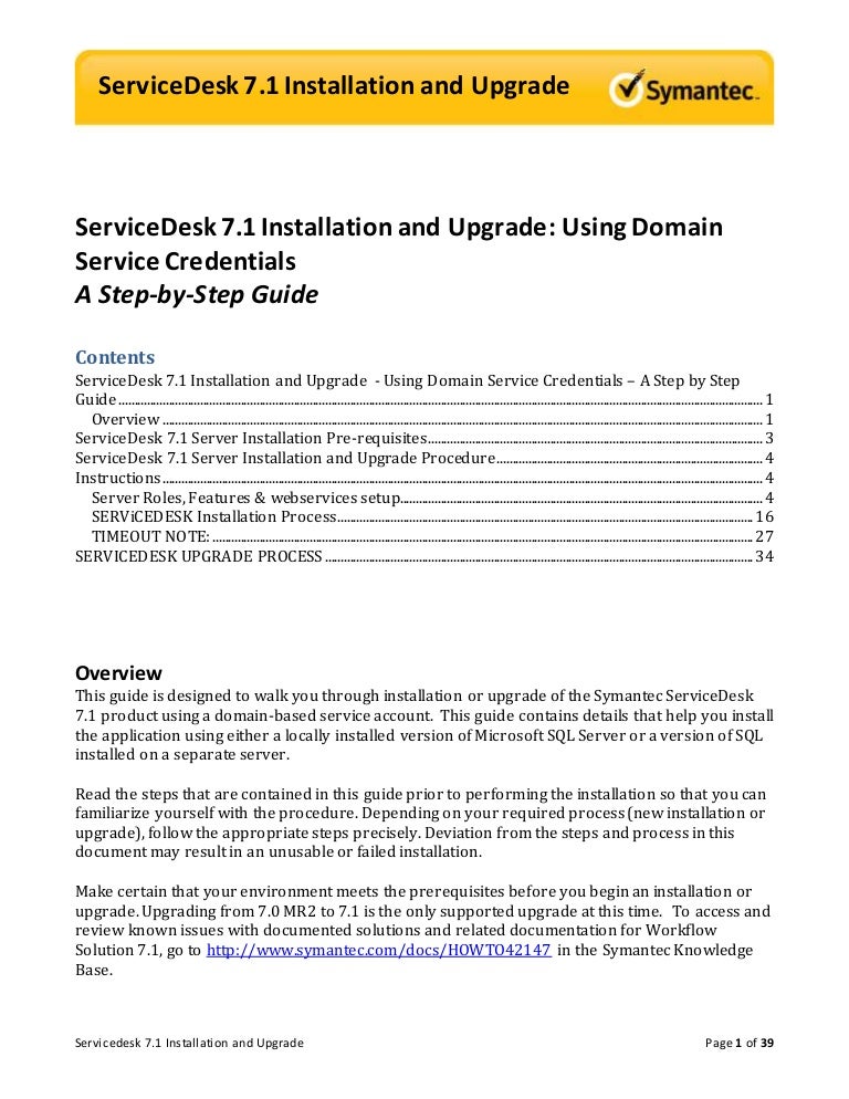 Elw Symantec Sd 7 1 Upgrade And Install Draft1 Charles Edited