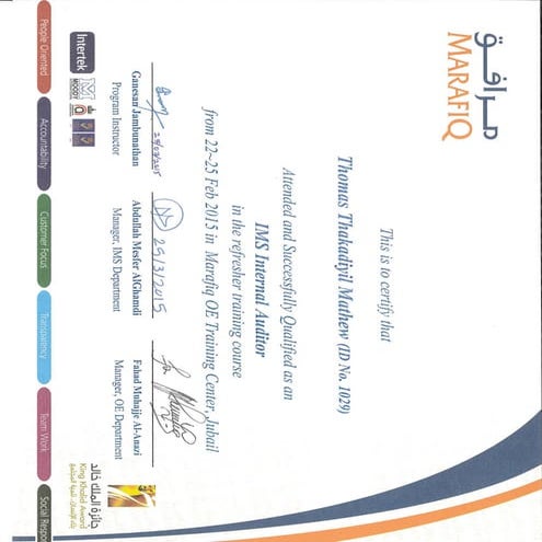 IMS Internal Auditor Course