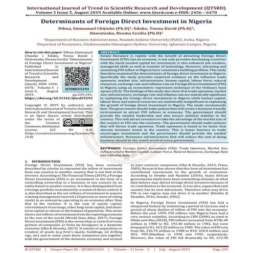 Impacts of Foreign Direct Investment on Local Communities in Oromia ...