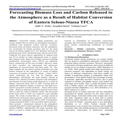 Forecasting Biomass Loss and Carbon Released to the Atmosphere as a Result of...