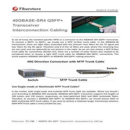 40 gbase sr4 qsfp+ transceiver interconnection cabling