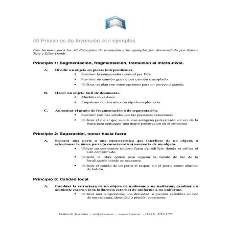 40 principios de invención con ejemplos