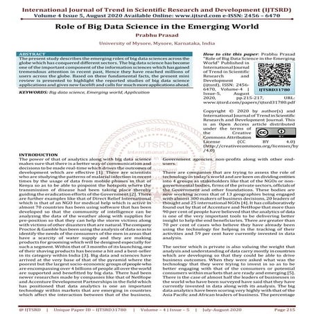 Role of Big Data Science in the Emerging World | PDF