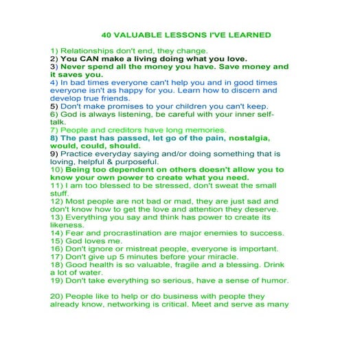 40 valuable lessons i