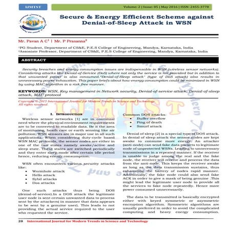 Secure & Energy Efficient Scheme against Denial-of-Sleep Attack in WSN