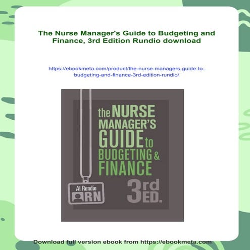The Nurse Manager's Guide to Budgeting and Finance, 3rd Edition Rundio ...
