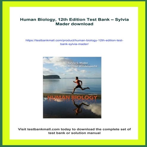 Human Biology, 12th Edition Test Bank – Sylvia Mader