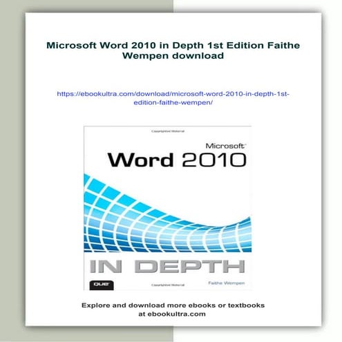 Microsoft Word 2010 in Depth 1st Edition Faithe Wempen