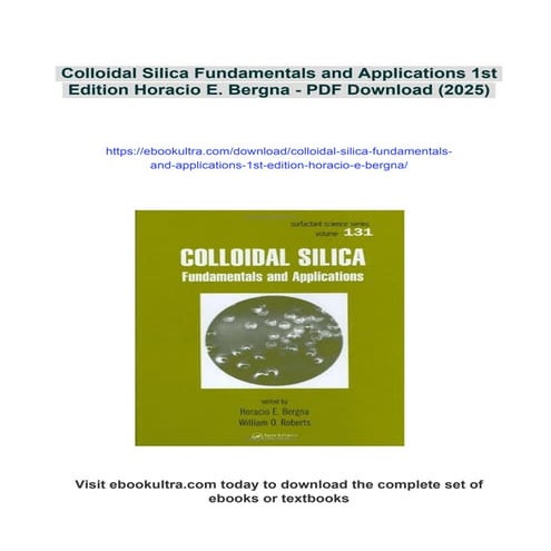 Colloidal Silica Fundamentals and Applications 1st Edition Horacio E ...