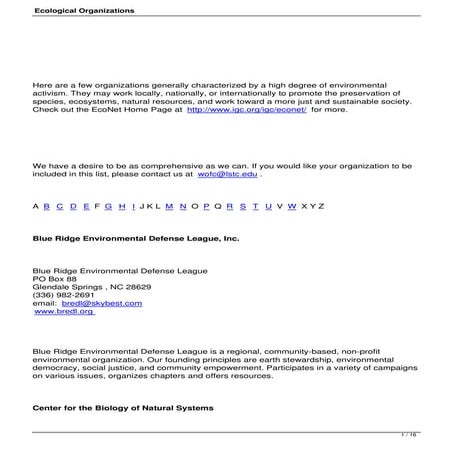 Ecological Church Organizations  