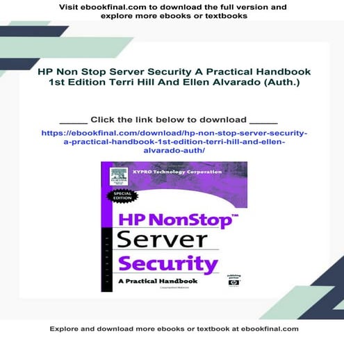 HP Non Stop Server Security A Practical Handbook 1st Edition Terri Hill And E...