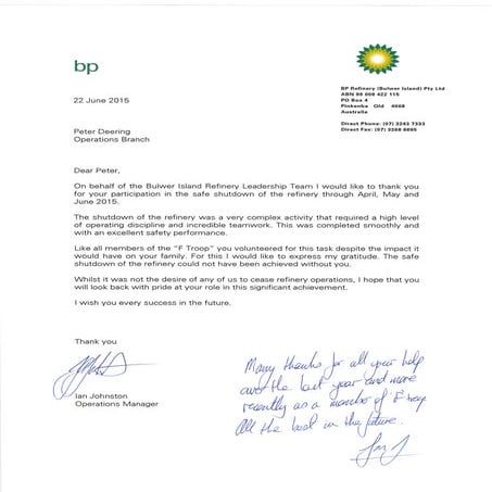 Refinery Shutdown Team involvement letter 2015 | PDF