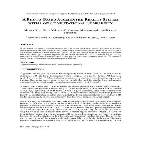 A PHOTO-BASED AUGMENTED REALITY SYSTEM WITH LOW COMPUTATIONAL COMPLEXITY