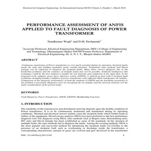 PERFORMANCE ASSESSMENT OF ANFIS APPLIED TO FAULT DIAGNOSIS OF POWER TRANSFORMER 
