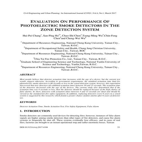 Evaluation on Performance of Photoelectric Smoke Detectors in the Zone Detect...