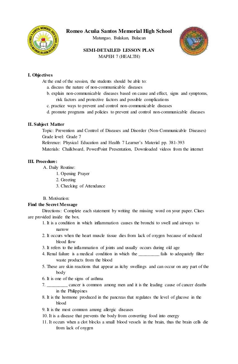 Communicable Disease Lesson Plans - Pregnant Center Informations